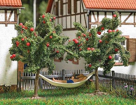 Busch Man Laying in Hammock - Action Set With 4 Fruit Trees