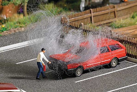 Busch Volkswagen Passat Station Wagon on Fire with Figure - Action Set