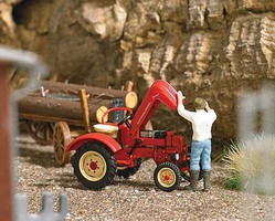 Busch Porsche Farm Tractor with Hood Up and Figure Action Set