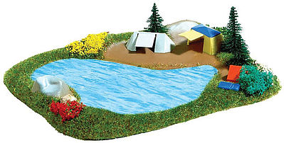 Busch Lake with Campsite N Scale Model Railroad Building Accessory #8052