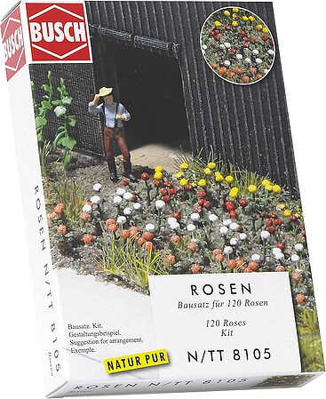 Busch Roses - Kit - pkg(120) N Scale Model Railroad Grass Earth #8105