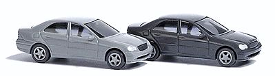 Busch Mercedes-Benz C Klasse Sedan 2-Pack 1 Each Black, Gray N Scale Model Railroad Vehicle #8319