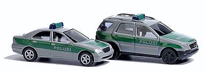 Busch Mercedes-Benz C Klasse & M Klasse Set Police N Scale Model Railroad Vehicle #8335