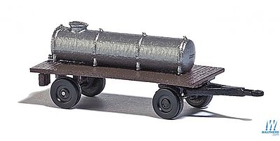Busch Trailer w/Barrel (Assembled) N Scale Model Railroad Vehicle #8363