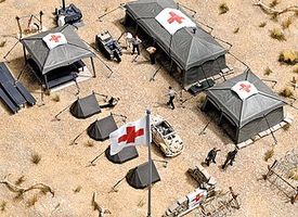 Busch Field Hospital Kit (Plastic, Laser-Cut Wood) HO Scale Model Railroad Building #9605 Busch Field Hospital Kit (Plastic, Laser-Cut Wood) HO Scale Model Railroad Building #9605