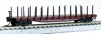 Con-Cor 50 Flatcar with Stakes Pennsylvania Railroad N Scale Model Train Freight Car #14091