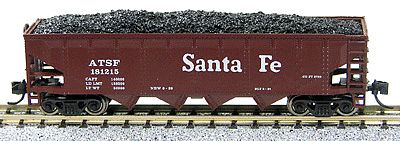 Con-Cor 75-Ton 4-Bay Open Hopper with Load Santa Fe #1 N Scale Model Train Freight Car #14481