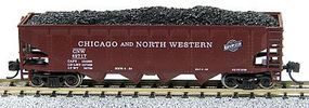 Con-Cor 75-Ton 4-Bay Open Hopper with Load Chicago & NW N Scale Model Train Freight Car #14483 Con-Cor 75-Ton 4-Bay Open Hopper with Load Chicago & NW N Scale Model Train Freight Car #14483