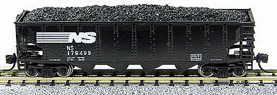 Con-Cor 75-Ton 4-Bay Open Hopper with Load Norfolk Southern N Scale Model Train Freight Car #14488