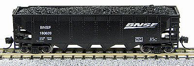 Con-Cor 75-Ton 4-Bay Open Hopper with Load BNSF N Scale Model Train Freight Car #14491