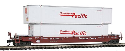Con-Cor 125-Ton Husky Stack Intermodal Well Car with Containers N Scale Model Train Freight Car #14722