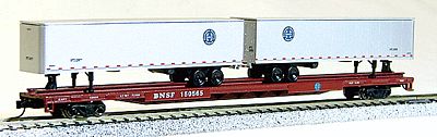 Con-Cor 89 Burlington Northern Santa Fe Flatcar with 2 BNSF Trailers N Scale Model Freight Car #14891