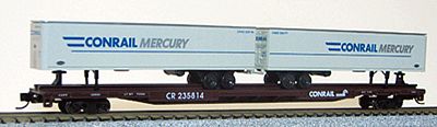 Con-Cor 89 Conrail Flatcar with 2 Conrail Mercury Trailers N Scale Model Train Freight Car #14893