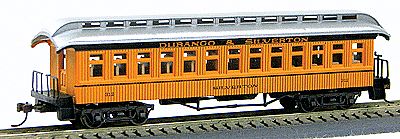 Con-Cor 1880s Wood Open-Platform Coach Durango & Silverton HO Scale Model Train Passenger Car #227