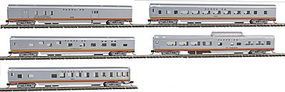 Con-Cor 85' Smooth-Side 5-Car Set Santa Fe N Scale Model Train Passenger Car #40377 Con-Cor 85' Smooth-Side 5-Car Set Santa Fe N Scale Model Train Passenger Car #40377