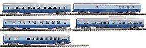 Con-Cor 85' Smooth-Side 5-Car Set Santa Fe N Scale Model Train Passenger Car #40402 Con-Cor 85' Smooth-Side 5-Car Set Santa Fe N Scale Model Train Passenger Car #40402