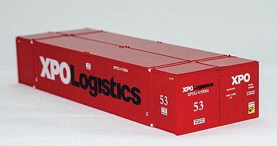 Con-Cor 53 Smooth-Side Container 2-Pack - Assembled XPO Logistics Set #1 (red, black, white) - N-Scale