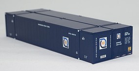 Con-Cor 53' Smooth-Side Container 2-Pack Assembled Florida East Coast Set #1 (blue, white, Hurricane Logo) N-Scale Con-Cor 53' Smooth-Side Container 2-Pack Assembled Florida East Coast Set #1 (blue, white, Hurricane Logo) N-Scale