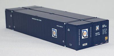 Con-Cor 53 Smooth-Side Container 2-Pack - Assembled Florida East Coast Set #2 (blue, white, Hurricane Logo) - N-Scale