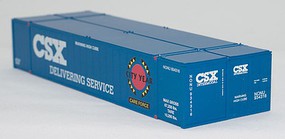 Con-Cor 53' Smooth-Side Container 2-Pack Assembled CSX Set #2 (Careforce Scheme, blue, white, red, black, yellow) N-Scale