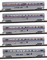 Con-Cor 5-Car Set Amtrak phase III N Scale Model Train Passenger Car #40672 Con-Cor 5-Car Set Amtrak phase III N Scale Model Train Passenger Car #40672