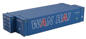 Con-Cor 45' Euro-International Standard Corrugated Container 2-Pack Assembled Wan Hai Set 2 (blue, white, red, Billboard lettering) Con-Cor 45' Euro-International Standard Corrugated Container 2-Pack Assembled Wan Hai Set 2 (blue, white, red, Billboard lettering)