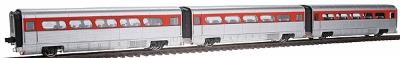 Con-Cor AeroTrain Add-On 3-Car Coach Set Santa Fe HO Scale Model Train Passenger Car #8755