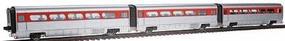 Con-Cor AeroTrain Add-On 3-Car Coach Set Santa Fe HO Scale Model Train Passenger Car #8755 Con-Cor AeroTrain Add-On 3-Car Coach Set Santa Fe HO Scale Model Train Passenger Car #8755
