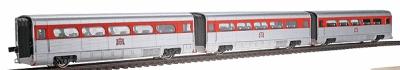 Con-Cor AeroTrain Add-On 3-Car Coach Set Rock Island 1958-66 HO Scale Model Train Passenger Car #8756