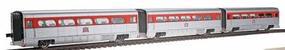 Con-Cor AeroTrain Add-On 3-Car Coach Set Rock Island 1958-66 HO Scale Model Train Passenger Car #8756 Con-Cor AeroTrain Add-On 3-Car Coach Set Rock Island 1958-66 HO Scale Model Train Passenger Car #8756