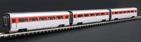 Con-Cor AeroTrain Add-On 3-Car Coach Set Santa Fe 1956 N Scale Model Train Passenger Set #8775 Con-Cor AeroTrain Add-On 3-Car Coach Set Santa Fe 1956 N Scale Model Train Passenger Set #8775