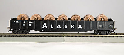 Con-Cor 54 Gondola with reels Alaska RR HO Scale Model Train Freight Car #92111