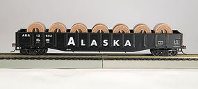 54' Gondola with reels Alaska RR HO Scale Model Train Freight Car #92111