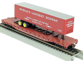 Con-Cor 54' Flatcar with Trailer Pennsylvania RR HO Scale Model Train Freight Car #9430 Con-Cor 54' Flatcar with Trailer Pennsylvania RR HO Scale Model Train Freight Car #9430