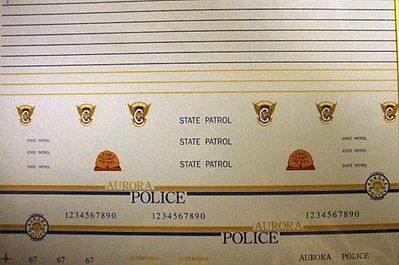 Chimney CO, UT, & Aurora State Trooper Police Decals Plastic Model Car Decal 1/24 Scale #3009
