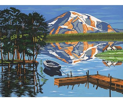 Colart Lake/Boat Dock/Mountain Acrylic Paint by Number 11.5x15.5 Paint By Number Kit #11015