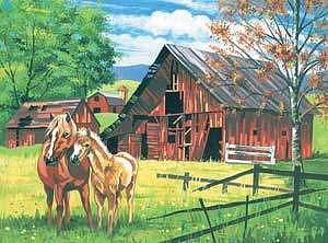 Colart Red Barn & Horses Acrylic Paint by Number 11.5x15.5