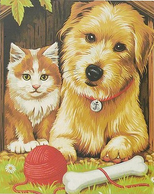 Colart Just Good Friends (Cat & Dog) Acrylic Paint by Number 9x12 (Replaces #91212)