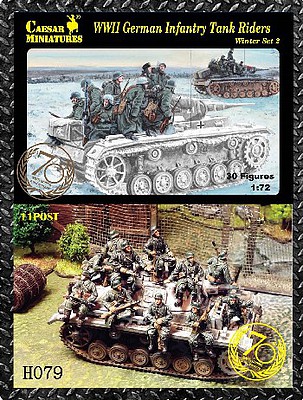 Caesar WWII German Infantry Tank Riders Winter #2 (30) Plastic Model Military Figure 1/72 #79