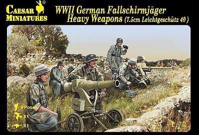 Caesar WWII German Fallschirmjager Heavy Weapons Plastic Model Military Figure 1/72 #98