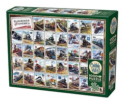 Cobble-Hill Railroads of America Postage Stamps Collage Puzzle (1000pc)