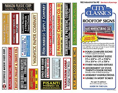 City-Classics Rooftop Industrial Signs Kit #2 HO Scale Model Railroad Building Accessory #802