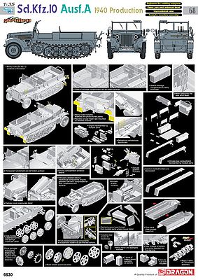 Cyber Sd.Kfz.10 Ausf.A 1940 #68 Plastic Model Halftrack Kit 1/35 Scale #6630