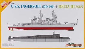 Cyber USS Ingersoll (DD 990) vs Delta III SSBN Plastic Model Destroyer Kit 1/700 Scale #7114 Cyber USS Ingersoll (DD 990) vs Delta III SSBN Plastic Model Destroyer Kit 1/700 Scale #7114