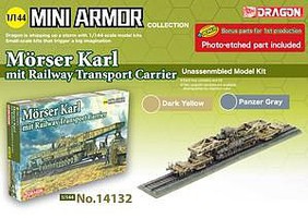 DML Morser Karl w/Railway Transport Carrier Plastic Model Military Vehicle 1/144 Scale #14132