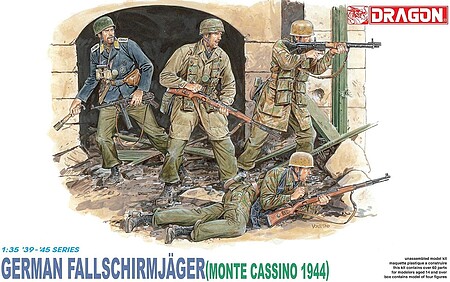 DML German Fallschirmjager Monte Cassino 1944 Plastic Model Military Figure Kit 1/35 Scale #600