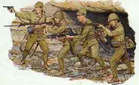 Japanese Army Infantry Iwo Jima 1945 (4) Plastic Model Military Figure Kit 1/35 Scale #6044