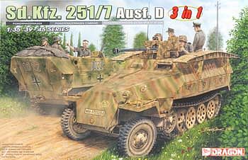 DML SdKfz 251/7 Ausf D PioneerPzWg (3 in 1) Plastic Model Military Vehicle Kit 1/35 Scale #6223