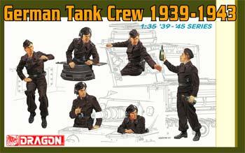 DML German Tank Crew 1939-43 (6) Plastic Model Military Figure 1/35 Scale #6375