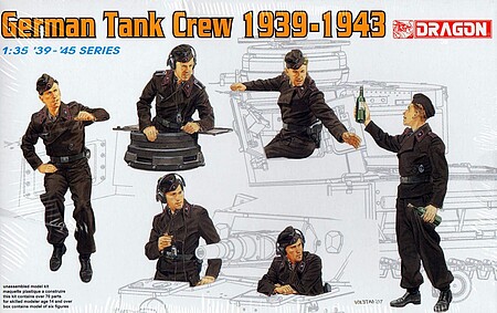 DML German Tank Crew 1939-43 (6) Plastic Model Military Figure 1/35 Scale #6375